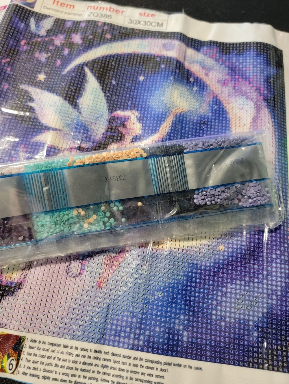 Nwt Fairy on Crescent Moon Diamond Painting Kit - Blue & Purple - Picture 3 of 5